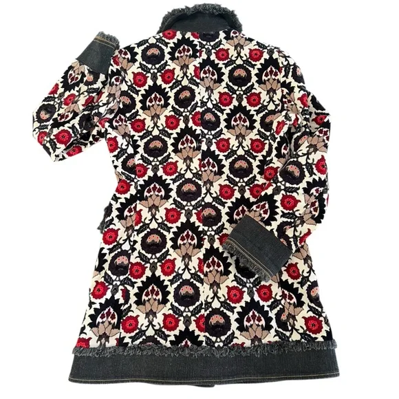 Etcetera Floral Velvet jacket Fringe Denim Size 4 tapestry boho FP - Picture 4 of 16